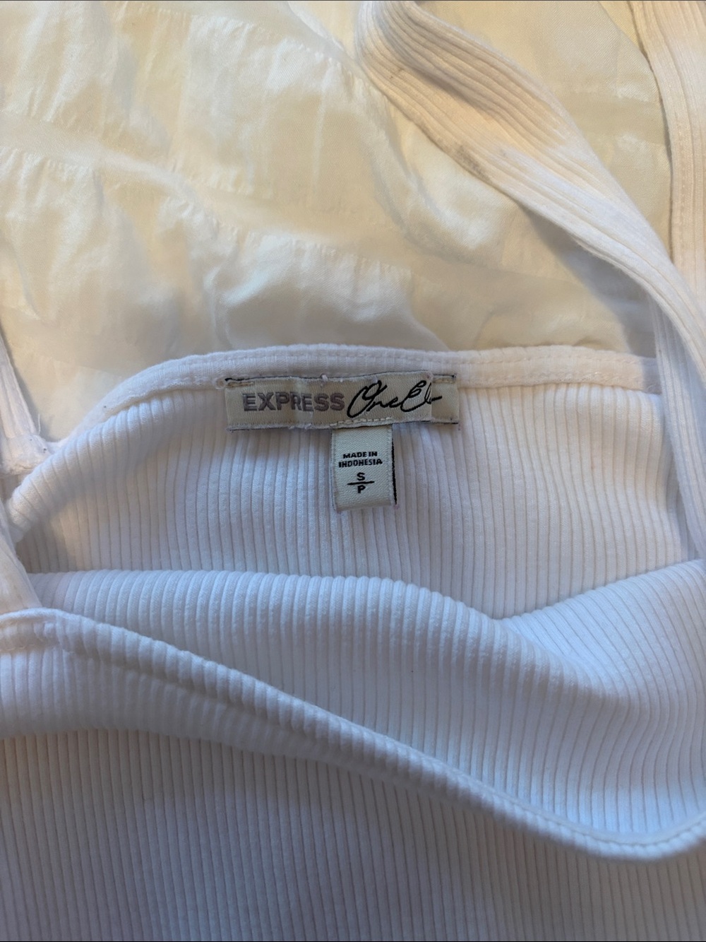 Express White Ribbed Square-Neck Tank - Picture 2 of 4